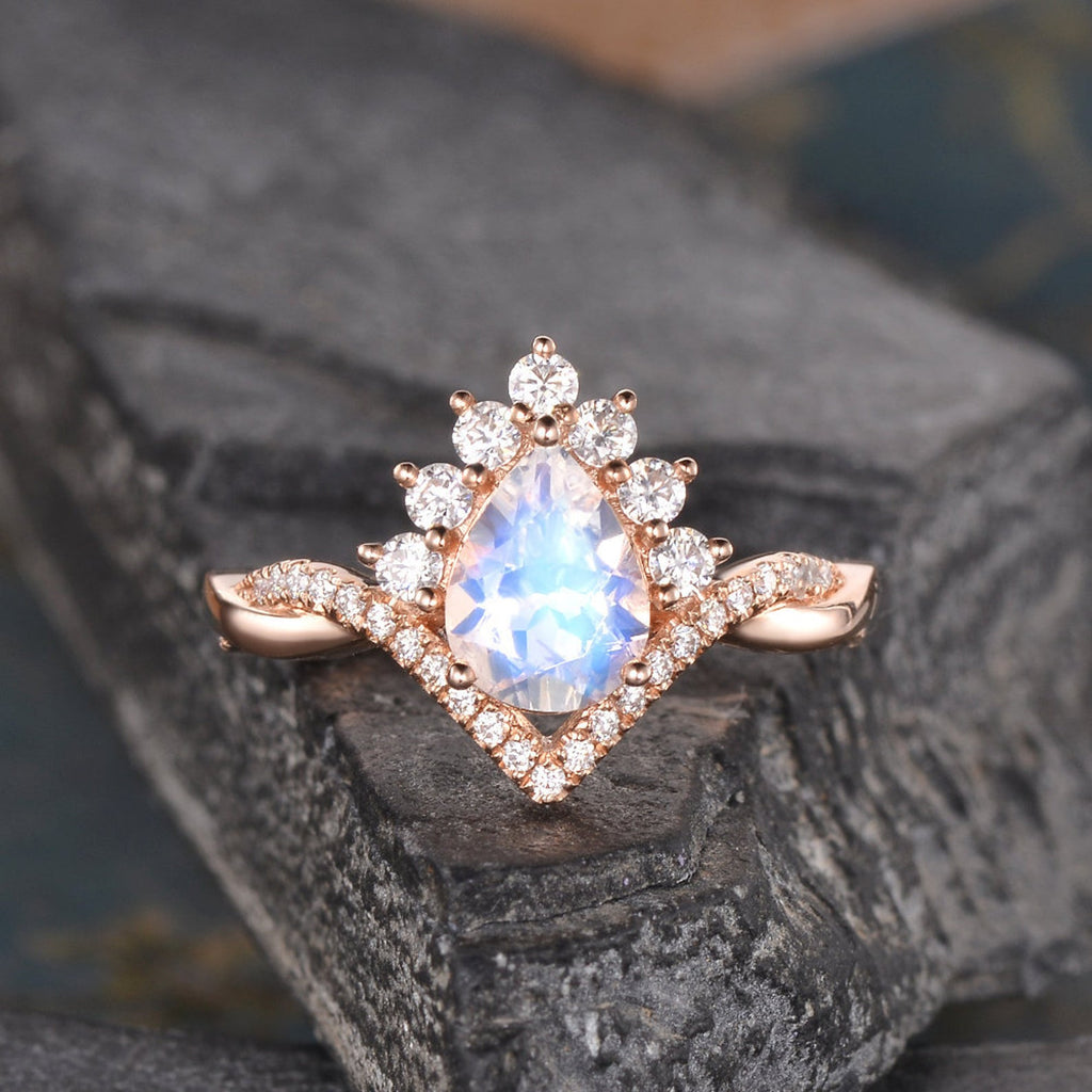 Pear Cut Moonstone Ring