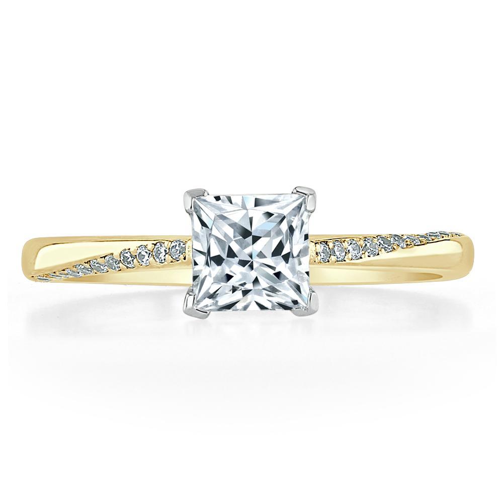 Princess Cut Moissanite Engagement Ring, Classic Style