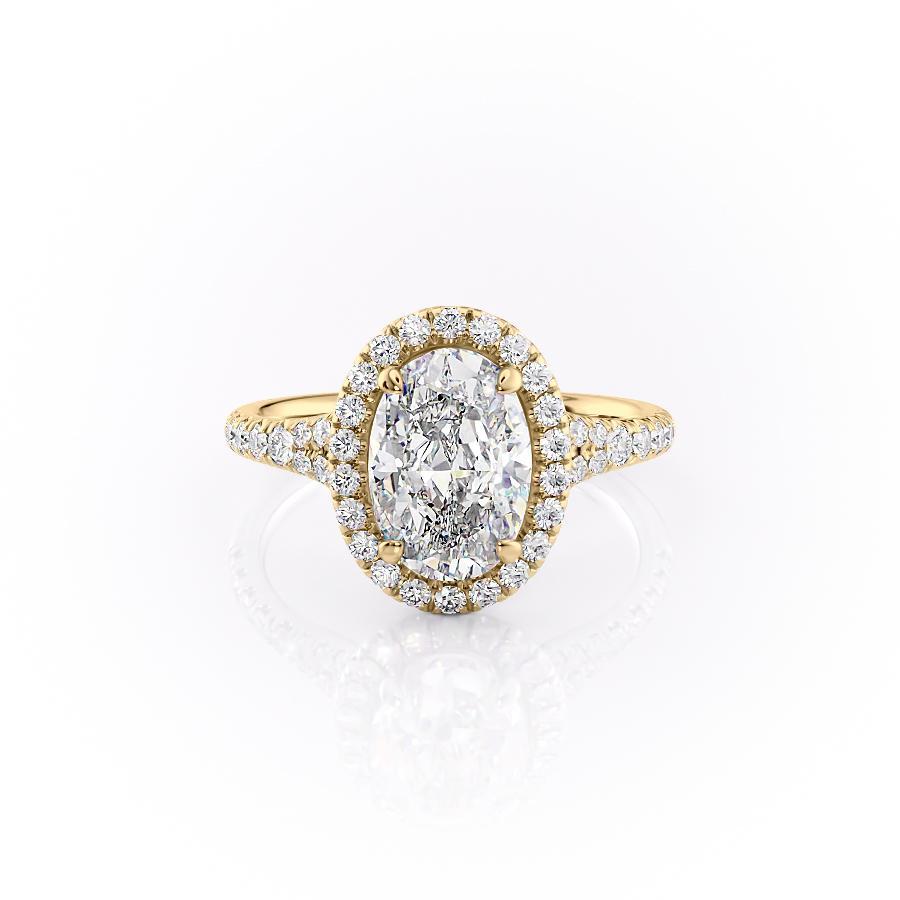 Oval Cut Moissanite Engagement Ring, Halo Setting