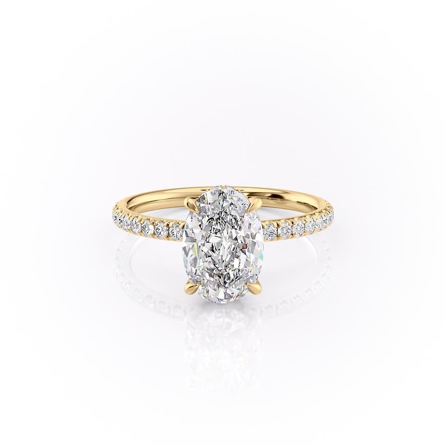 Oval Cut Moissanite Engagement Ring, Hidden Halo