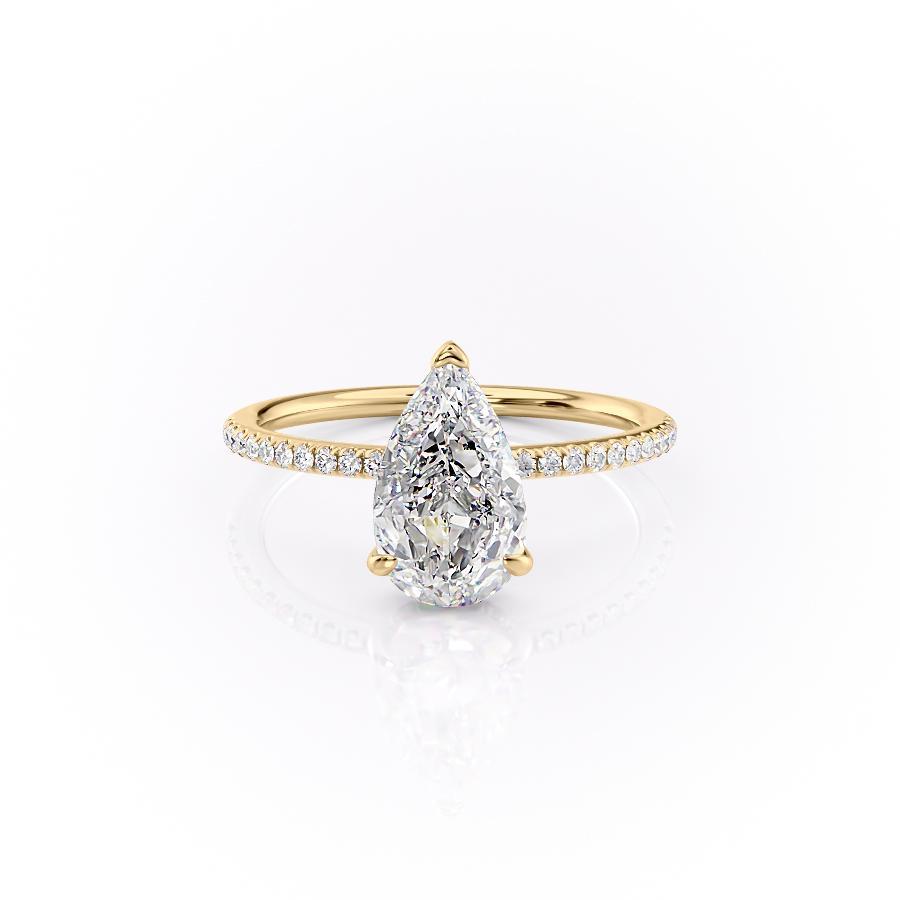 Pear Cut Moissanite Ring With Hidden Halo