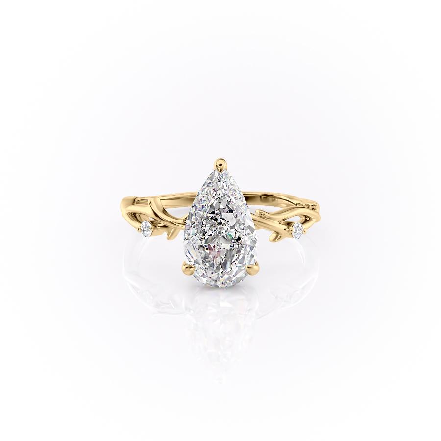 Pear Cut Moissanite Engagement Ring, Twig Design 