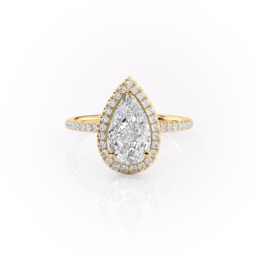 Pear Cut Moissanite Ring, Classic Halo Design