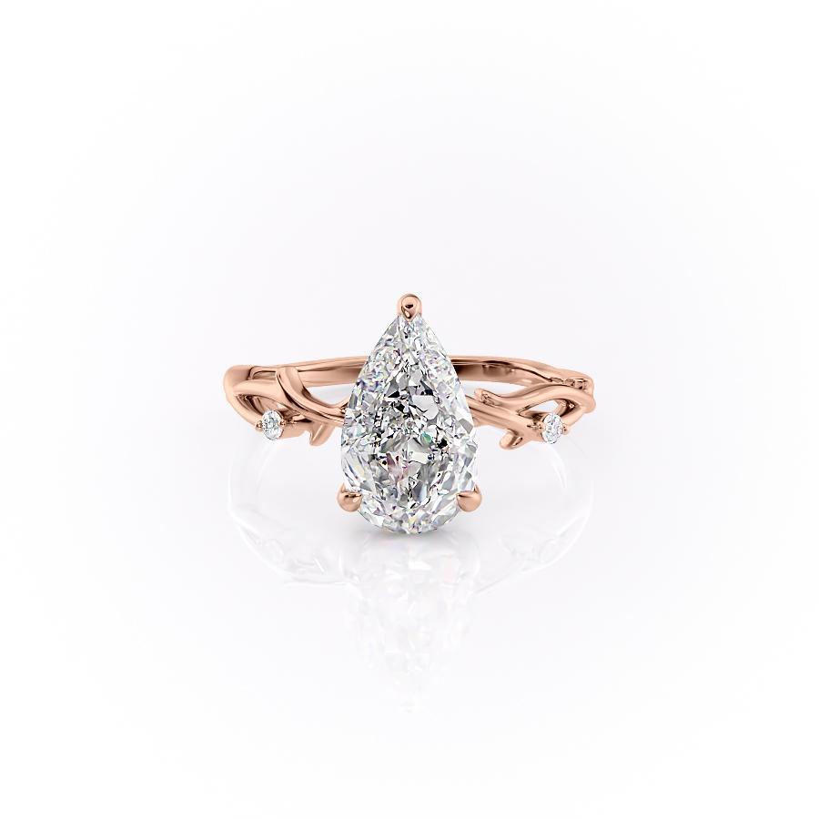 Pear Cut Moissanite Engagement Ring, Twig Design 