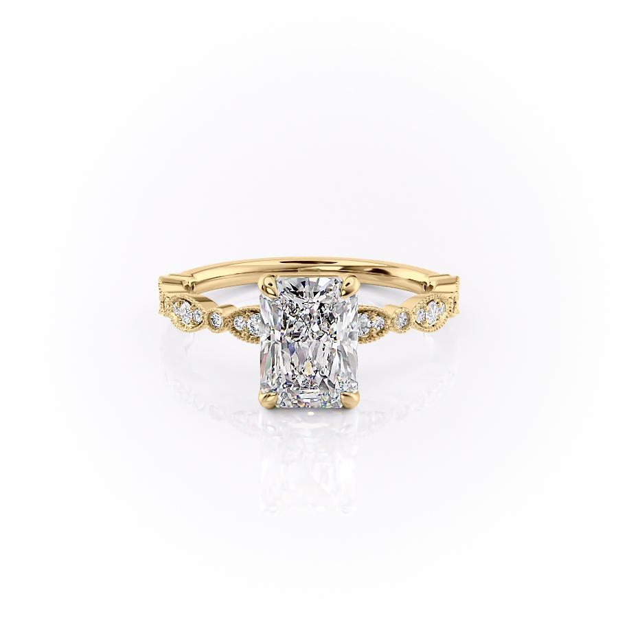 Radiant Cut Moissanite Engagement Ring, Vintage Design