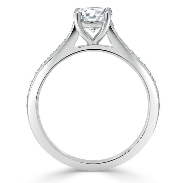 Round Cut Moissanite Engagement Ring, Classic Style