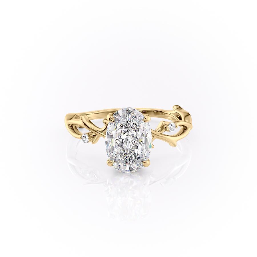 Oval Cut Moissanite Engagement Ring, Twig Band Design 