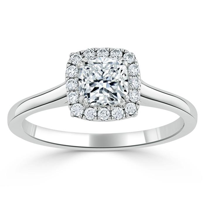 Cushion Cut Moissanite Halo Engagement Ring