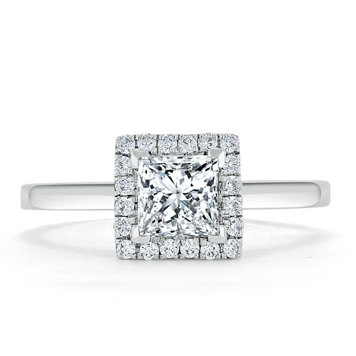 Princess Cut Moissanite Halo Engagement Ring