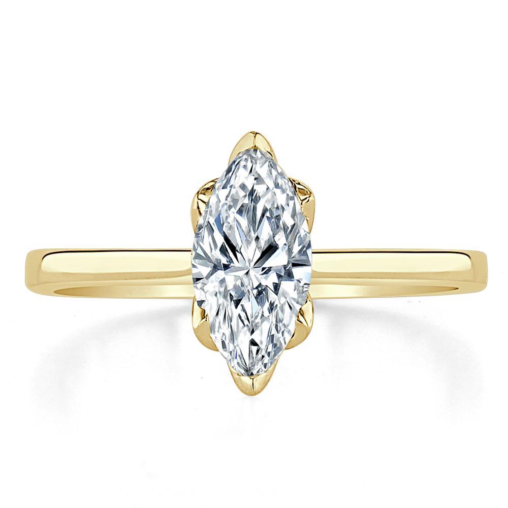 Marquise Cut Moissanite Engagement Ring, Classic Design