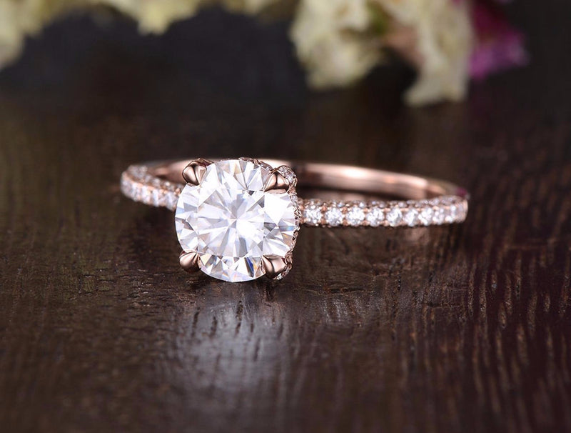 9ct Yellow Gold Rose Quartz & Diamond Cluster Ring, Delicate Engagement Ring  | eBay