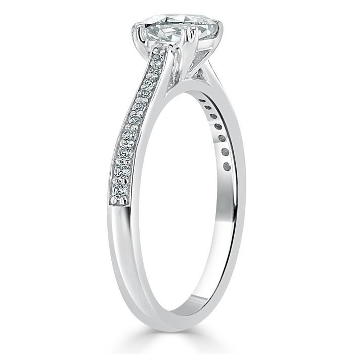 Cushion Cut Moissanite Engagement Ring, Classic Style