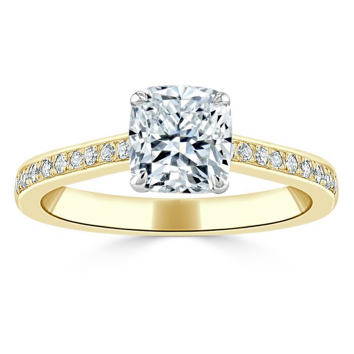 Cushion Cut Moissanite Engagement Ring, Classic Style