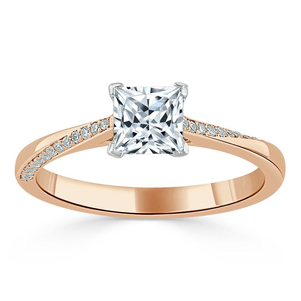 Princess Cut Moissanite Engagement Ring, Classic Style