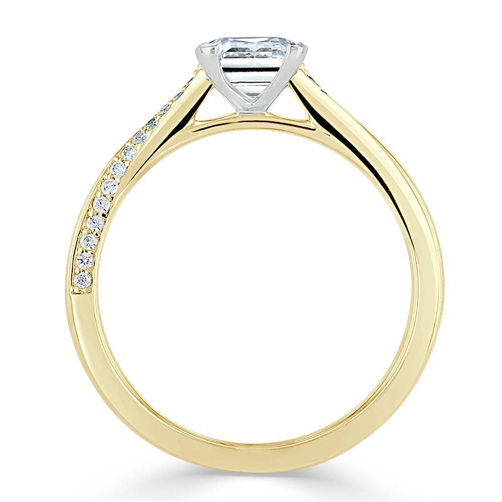 Princess Cut Moissanite Engagement Ring, Classic Style