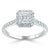 Asscher Cut Moissanite Engagement Ring, Classic Halo